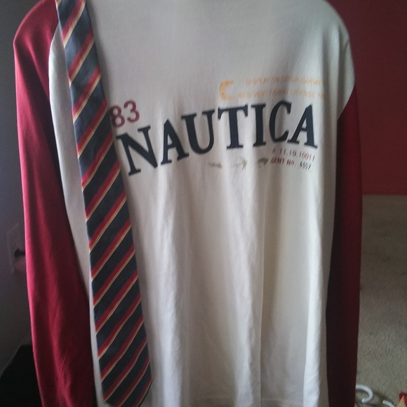 Nautical long sleeve Polo szXL $38+ free silk tie, - Picture 1 of 4